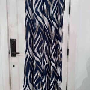 CLARA SUNWOO Navy and White Maxi Skirt